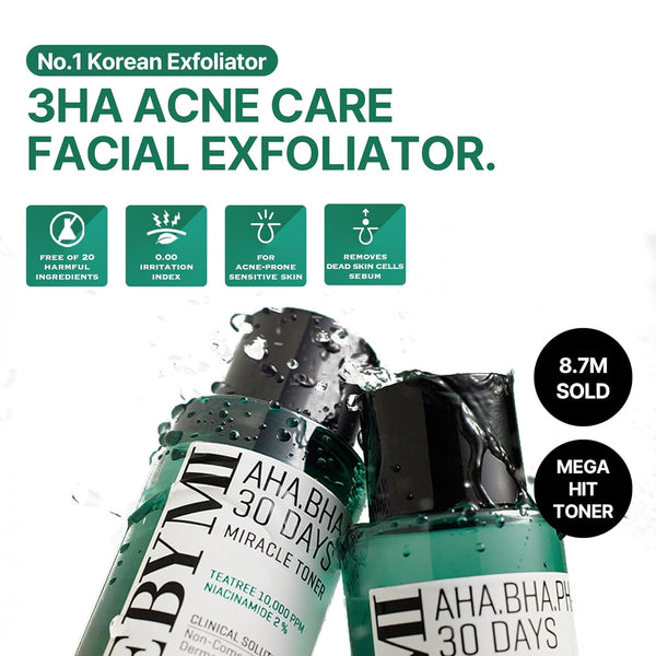 AHA BHA PHA 30 Days Miracle Toner + Cream + Serum + Acne Clear Foam